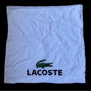 Lacoste Luxury White Cotton Purse Large Maxi Dust Cover NWOT